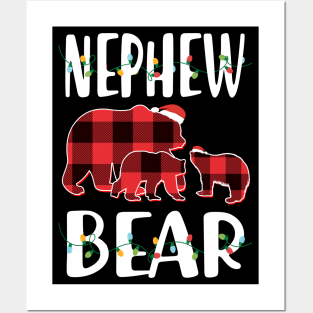 Nephew Bear Red Plaid Christmas Pajama Matching Family Gift Posters and Art